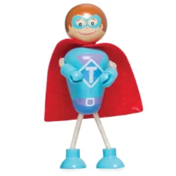 5 figurines de super-héros en bois
