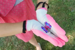 Gant de jardinage enfant rose, lison le papillon - rostaing - 6-8 ans