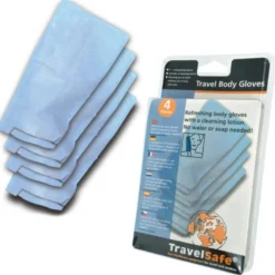 Gants de toilette imprégnés travelsafe travel body gloves (lot de 4)
