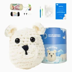 Gaston l'ours blanc - kit crochet débutant avec vidéos - accessible à tous