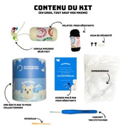 Gaston l'ours blanc - kit crochet débutant avec vidéos - accessible à tous