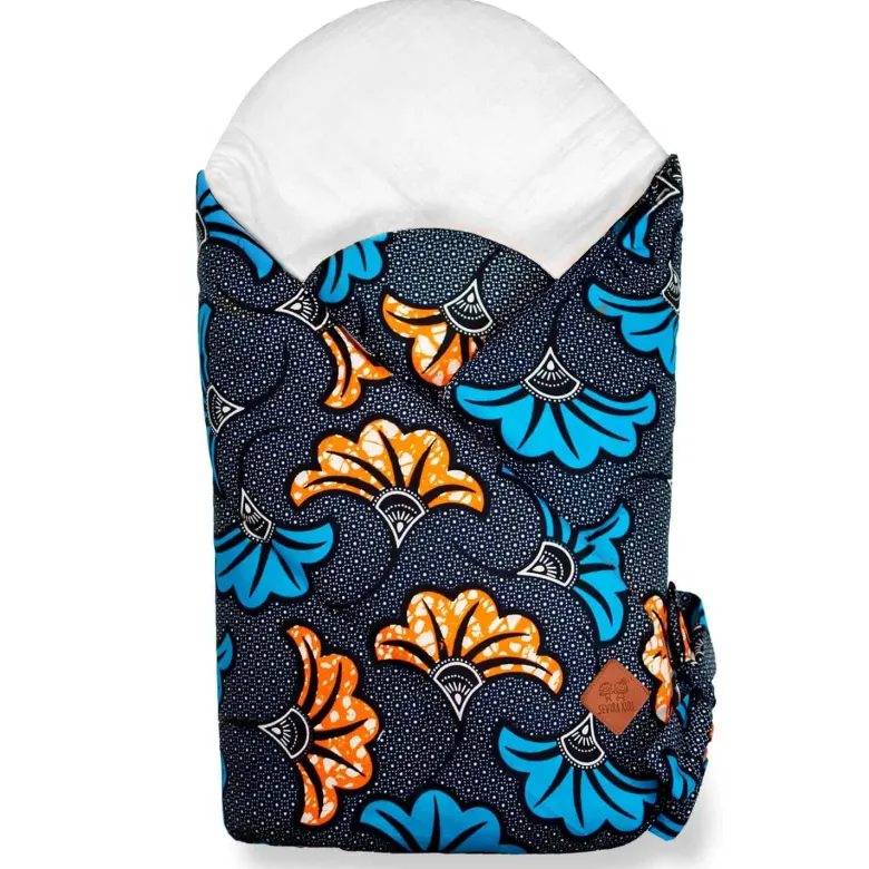Gigoteuse emmaillotage coton wax bleu