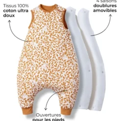 Gigoteuse à pieds réversible ourson 4 saisons avec chaussettes (2-3 ans)