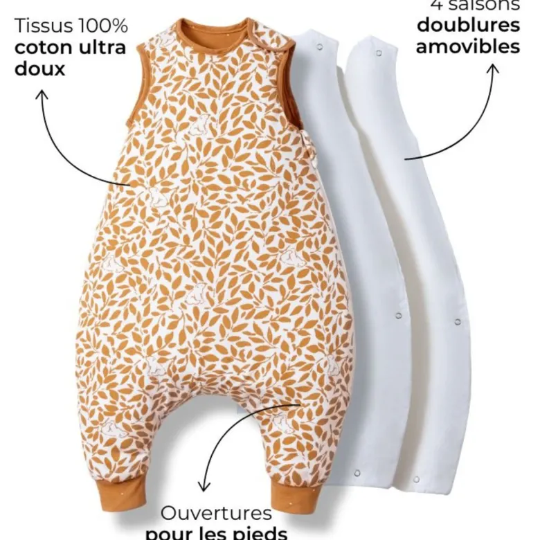 Gigoteuse à pieds réversible ourson 4 saisons avec chaussettes (2-3 ans)