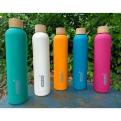 Gourde isotherme inox bleu 1 l, vert et bleu