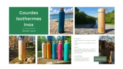 Gourde isotherme inox bleu 1 l, vert et bleu