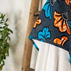 Grande cape de bain coton bambou wax