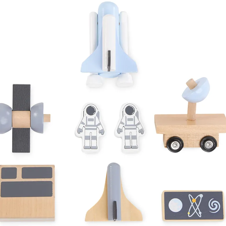 Grande fusée spatiale bois +accessoires