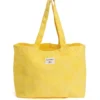Grand sac cabas de plage coton et polyester jaune