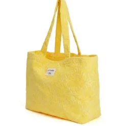 Grand sac cabas de plage coton et polyester jaune