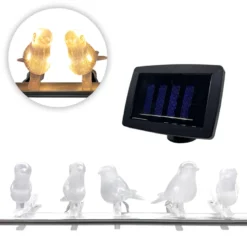 Guirlande solaire oiseaux lumineux 5 led déco jardin terrasse balcon