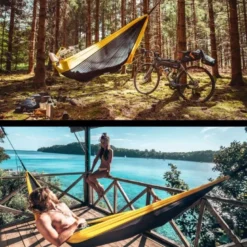 Hamac simple amazonas adventure hammock jaune et gris