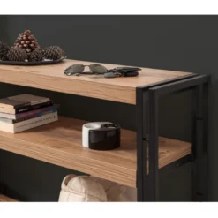 Hanko console style industriel - bois et noir - 140 cm