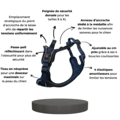 Harnais pour chien confortable et résistant - bleu nuit - taille m