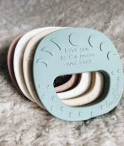 Hochet de dentition lune bleu