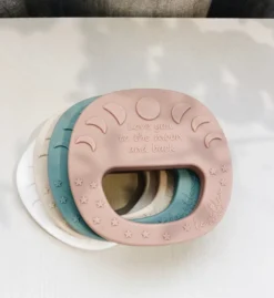 Hochet de dentition lune rose