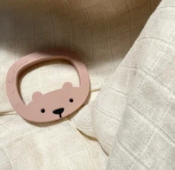 Hochet de dentition ours petit rose