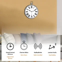 Horloge fishtec silver touch murale