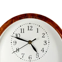 Horloge lumineuse à poser effet bois en forme de demi-cercle bouton soft touch