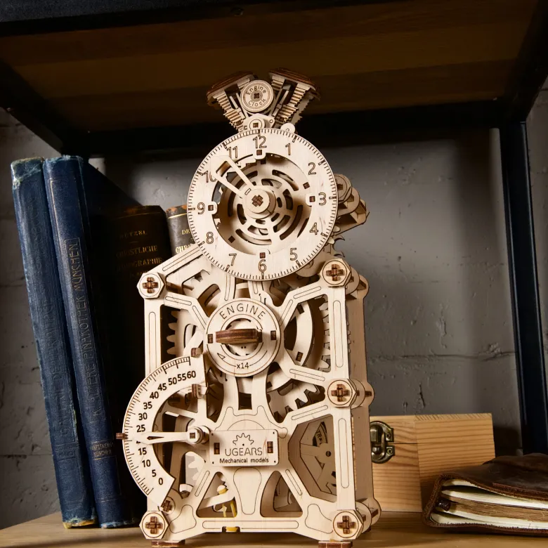 Horloge à moteur puzzle 3d bois