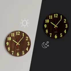 Horloge murale dorée chiffres romains température lcd Noir