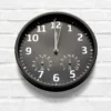 Horloge murale radiopilotée hygromètre thermomètre fond noir