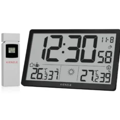 Horloge murale radio-pilotée météo kienzle jumbo neo lcd noire