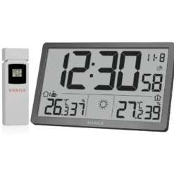 Horloge murale radio-pilotée météo kienzle jumbo neo lcd grise