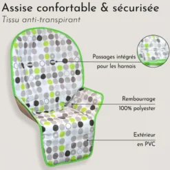 Housse assise chaise haute - vert
