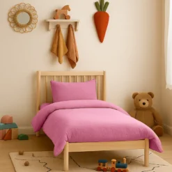 Housse de couette en coton bio rose