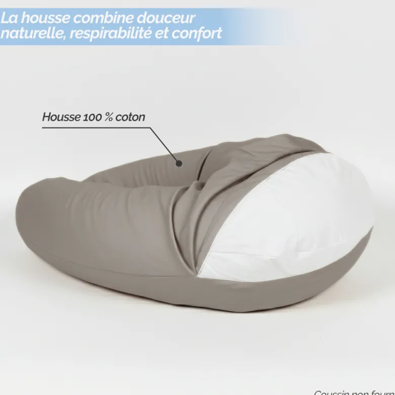 Housse pour coussin de grossesse gris