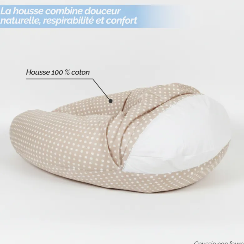 Housse pour coussin de grossesse Beige et blanc