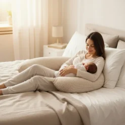 Housse pour coussin de grossesse Beige et blanc