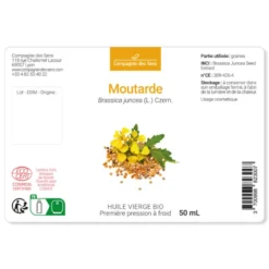 Huile de moutarde bio - 100ml - fraîcheur garantie oxycert® - vierge & de 1?? pr