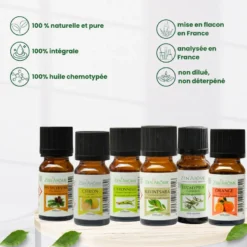 6 huiles essentielles 100% naturelles + trousse de rangement offerte