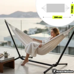 Hypermotion support hamac acier noir 295x100x96 cm charge 110 kg jardin