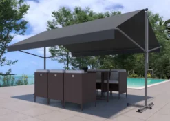 Iseo store banne double pente 4 x 3 m gris