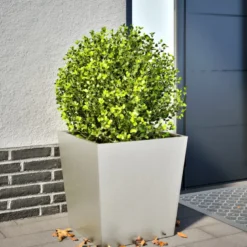 Jardinière bac lit surélevé plantes fleurs terrasse 50 x 50 x 50 cm argenté