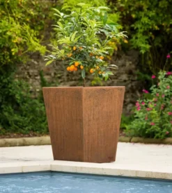 Jardinière carré en acier corten