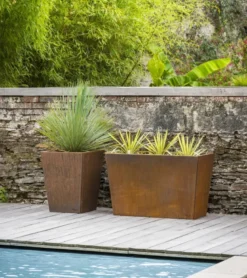 Jardinière carré en acier corten