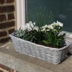 Jardinière en osier gris clair 40 cm