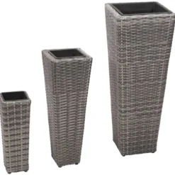 Jardinière lit surélevé plantes fleurs jardin 3 30 x 30 x 80 cm résine gris
