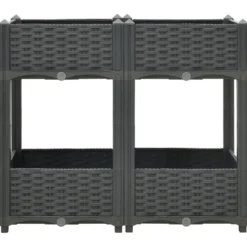 Jardinière lit surélevé plantes fleurs jardin80 x 80 x 40 x 71 cm gris