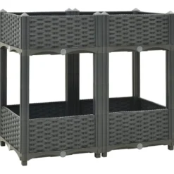 Jardinière lit surélevé plantes fleurs jardin80 x 80 x 40 x 71 cm gris