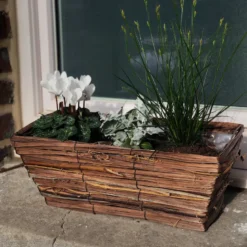 Jardinière osier et bois 40cm