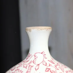 Jarre vase en céramique beige et bordeaux 27 x 17.5 x 33 cm