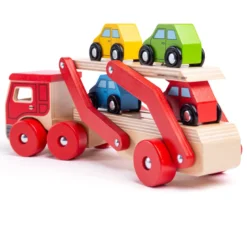 Jouet de camion transporteur en bois