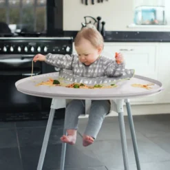 Kit bavoir et plateau gris perle