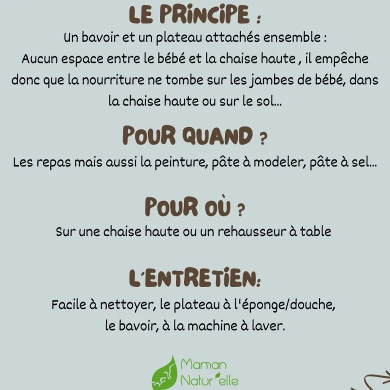 Kit bavoir et plateau transportable