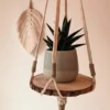 Kit diy étagère rondin macramé moutarde — étagère murale bohème